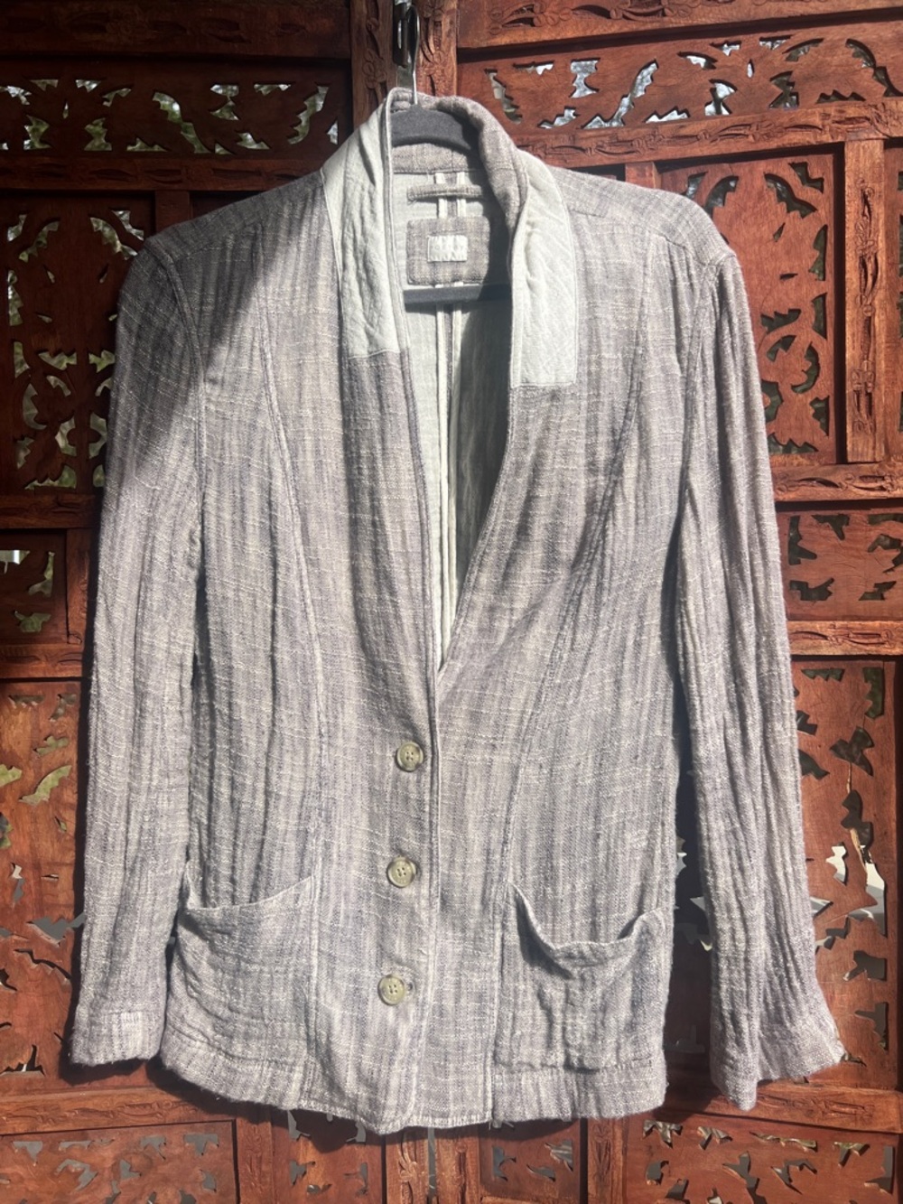 Poetry Lavender-Gray Linen Blazer Jacket